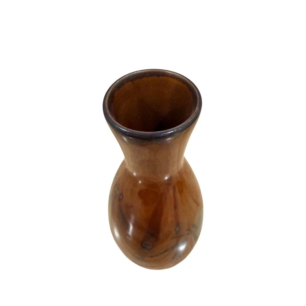 Otagiri Original Japan Hand Crafted Brown Bamboo Ceramic Bud Vase 5 Inch